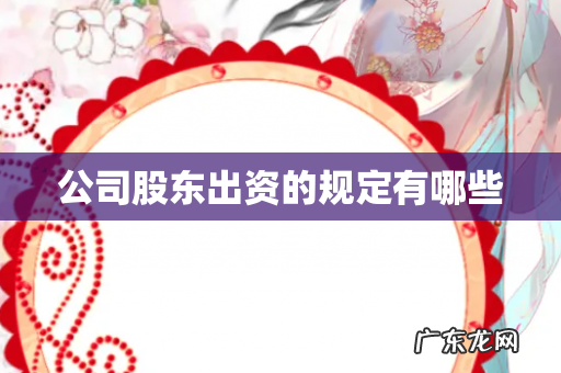 公司股东出资的规定有哪些