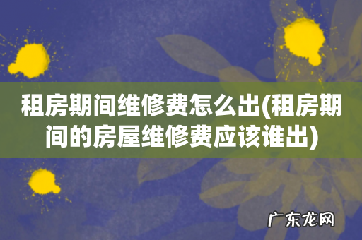 租房期间的房屋维修费应该谁出 租房期间维修费怎么出