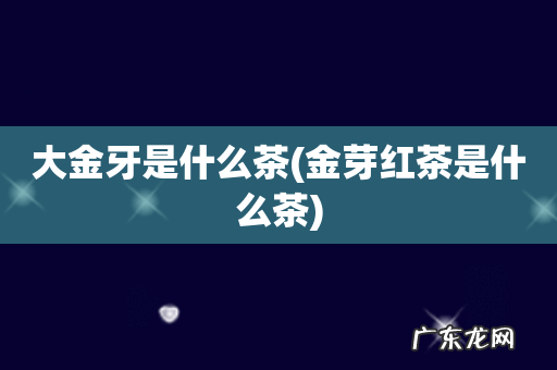 金芽红茶是什么茶 大金牙是什么茶
