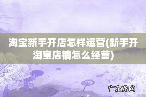 新手开淘宝店铺怎么经营 淘宝新手开店怎样运营