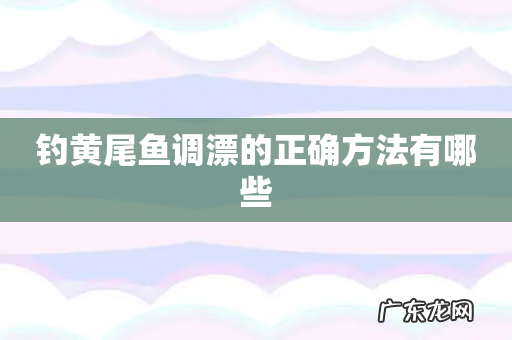 钓黄尾鱼调漂的正确方法有哪些