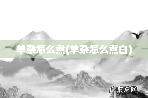 羊杂怎么煮白 羊杂怎么煮