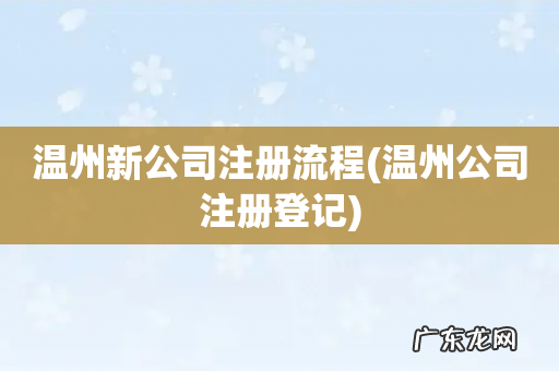 温州公司注册登记 温州新公司注册流程