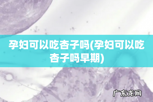 孕妇可以吃杏子吗早期 孕妇可以吃杏子吗