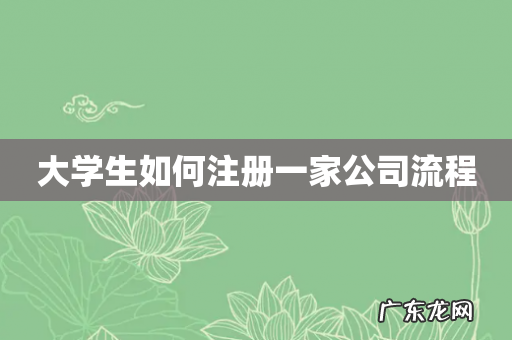 大学生如何注册一家公司流程