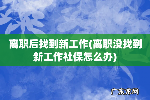 离职没找到新工作社保怎么办 离职后找到新工作