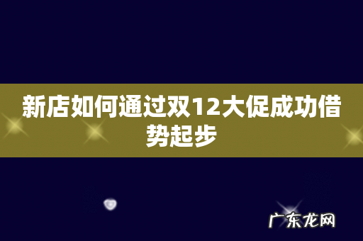 新店如何通过双12大促成功借势起步