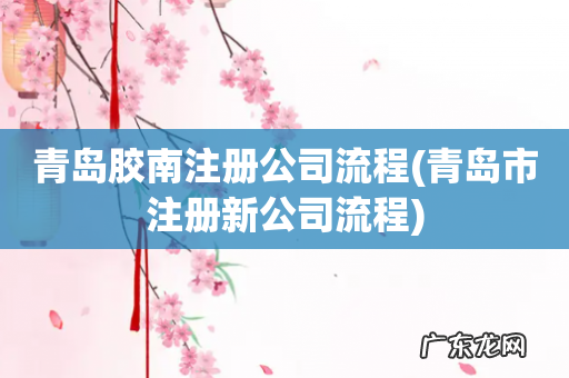 青岛市注册新公司流程 青岛胶南注册公司流程