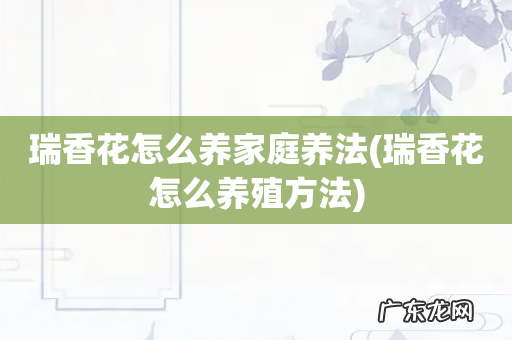 瑞香花怎么养殖方法 瑞香花怎么养家庭养法