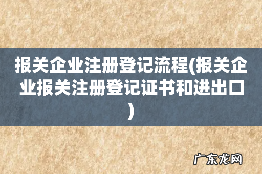 报关企业报关注册登记证书和进出口 报关企业注册登记流程