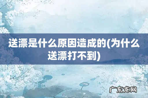 为什么送漂打不到 送漂是什么原因造成的