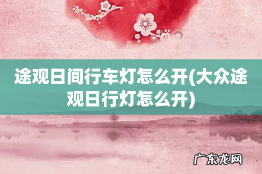 大众途观日行灯怎么开 途观日间行车灯怎么开