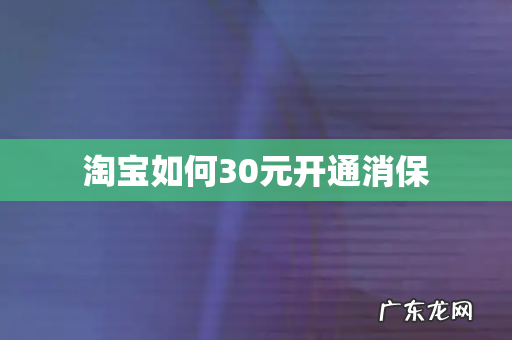 淘宝如何30元开通消保