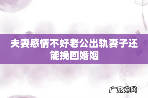 夫妻感情不好老公出轨妻子还能挽回婚姻