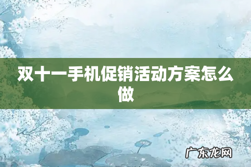 双十一手机促销活动方案怎么做