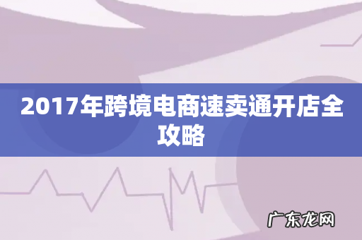 2017年跨境电商速卖通开店全攻略