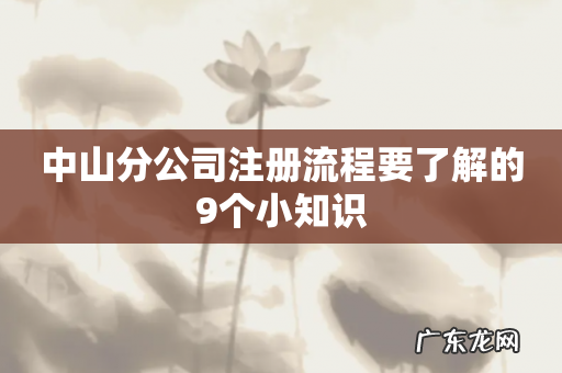 中山分公司注册流程要了解的9个小知识