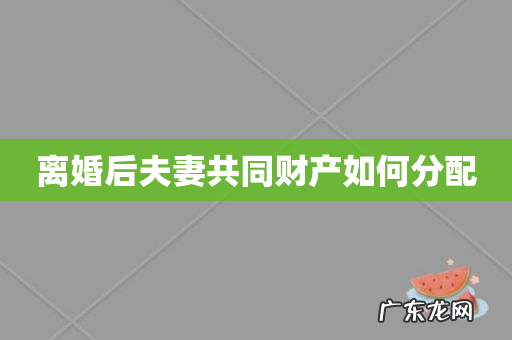 离婚后夫妻共同财产如何分配