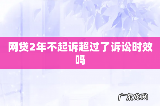 网贷2年不起诉超过了诉讼时效吗