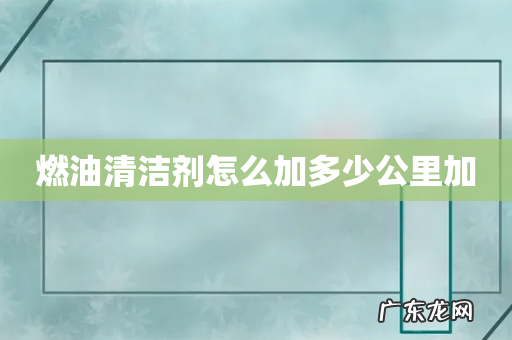 燃油清洁剂怎么加多少公里加