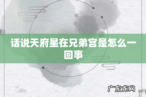 话说天府星在兄弟宫是怎么一回事