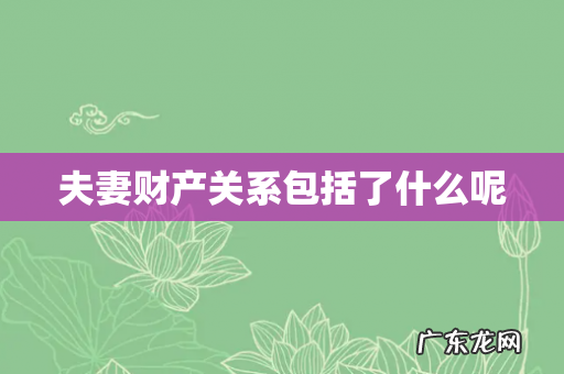 夫妻财产关系包括了什么呢
