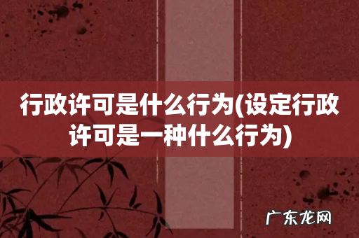 设定行政许可是一种什么行为 行政许可是什么行为