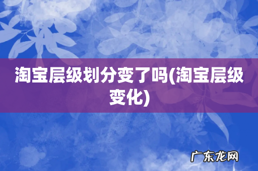 淘宝层级变化 淘宝层级划分变了吗