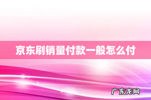 京东刷销量付款一般怎么付