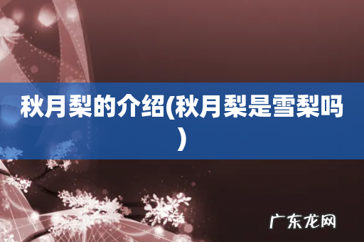 秋月梨是雪梨吗 秋月梨的介绍