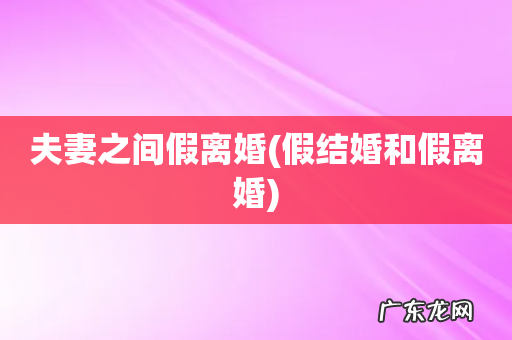 假结婚和假离婚 夫妻之间假离婚