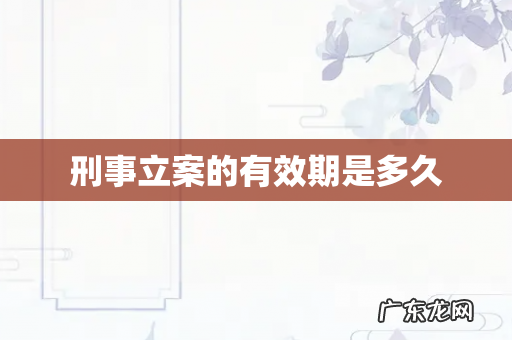 刑事立案的有效期是多久