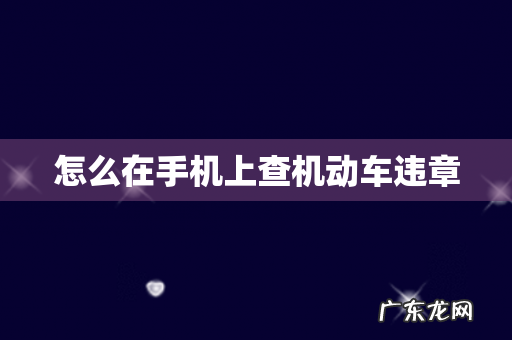 怎么在手机上查机动车违章