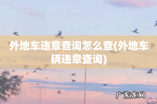 外地车辆违章查询 外地车违章查询怎么查