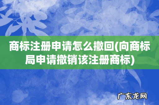 向商标局申请撤销该注册商标 商标注册申请怎么撤回