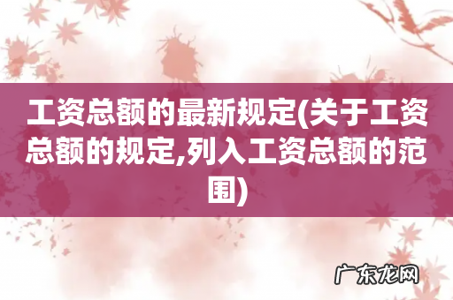 关于工资总额的规定,列入工资总额的范围 工资总额的最新规定
