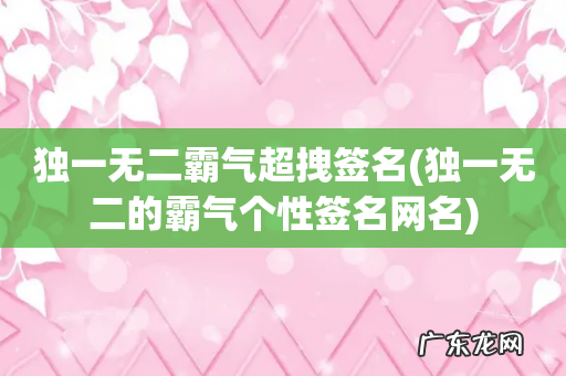 独一无二的霸气个性签名网名 独一无二霸气超拽签名