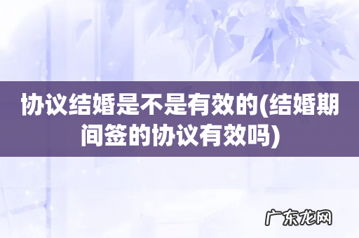 结婚期间签的协议有效吗 协议结婚是不是有效的