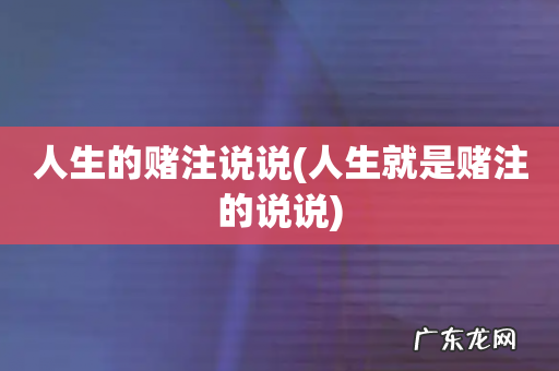 人生就是赌注的说说 人生的赌注说说