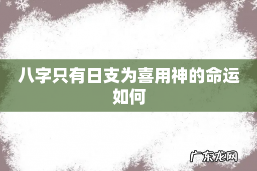 八字只有日支为喜用神的命运如何