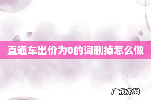 直通车出价为0的词删掉怎么做
