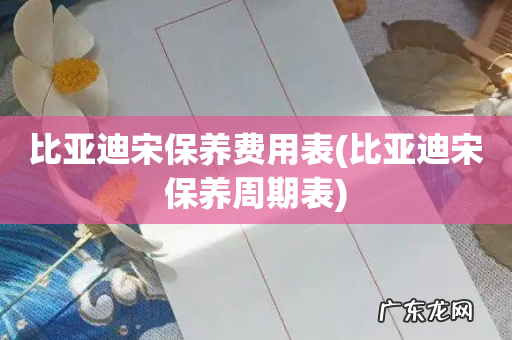 比亚迪宋保养周期表 比亚迪宋保养费用表