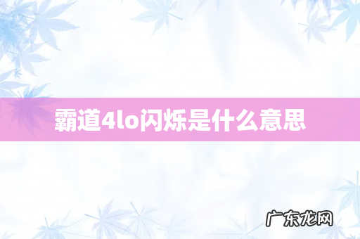 霸道4lo闪烁是什么意思