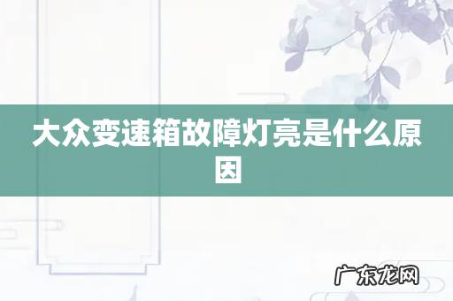 大众变速箱故障灯亮是什么原因