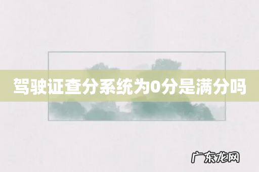驾驶证查分系统为0分是满分吗
