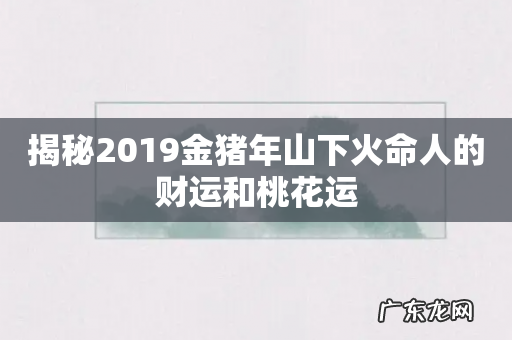 揭秘2019金猪年山下火命人的财运和桃花运