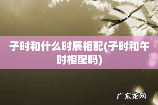 子时和午时相配吗 子时和什么时辰相配