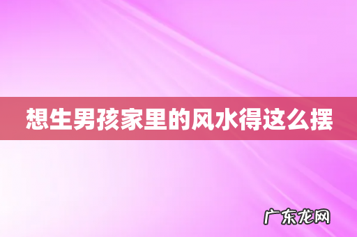 想生男孩家里的风水得这么摆