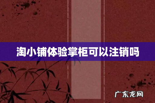 淘小铺体验掌柜可以注销吗