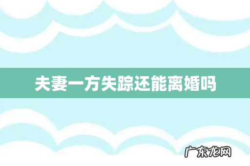 夫妻一方失踪还能离婚吗